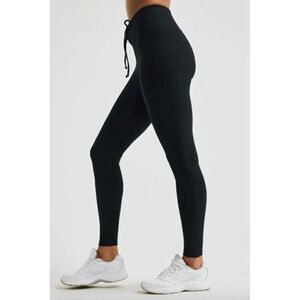 Year of Ours x SoulCycle black matte lace up Football high waisted leggings